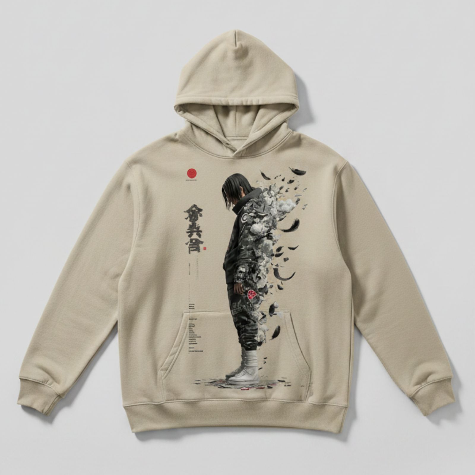 Beige Anime Dissolving Character Hoodie Beige Anime Dissolving Character Hoodie